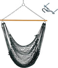 Original Pawleys Island Single Hammock Chair – Green DuraCord Rope 350 lb Capacity Oak Spreader Bar Zinc Plated Hardware Handcrafted in the USA