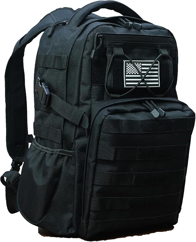 Military Tactical Backpack for Men Army 1 Day Assault Pack Molle Bag Bug Out Bag 25L Black