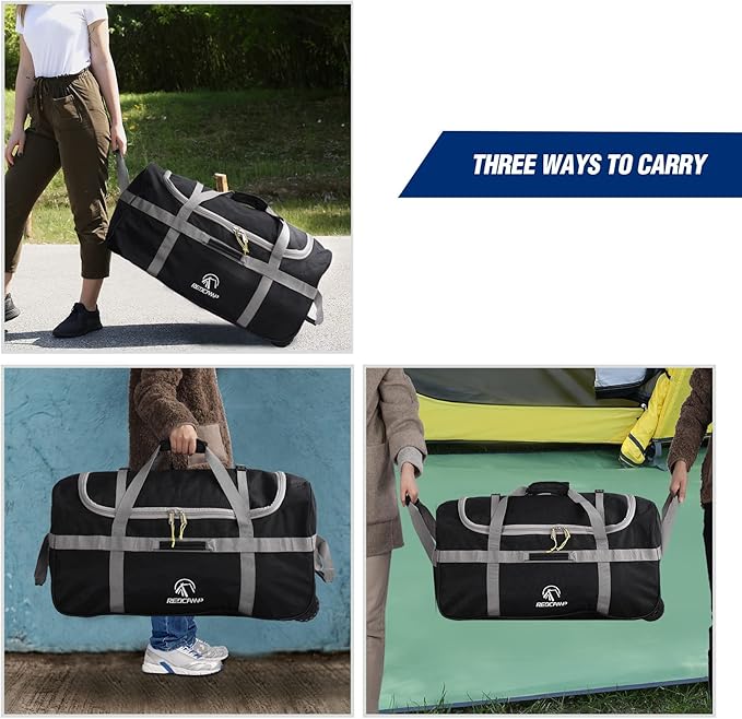 REDCAMP 85L/120L/140L Foldable Duffle Bag with Wheels Large Travel Duffel Bag