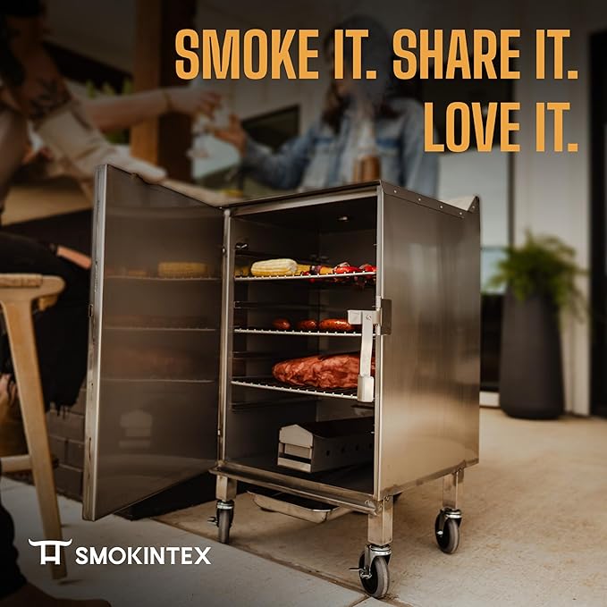 SmokinTex 'The OG' Electric Smoker - Spacious &amp Insulated Stainless Steel Meat Smoker with 700W Heating &amp Temperature Control for BBQ Jerky Vegetables