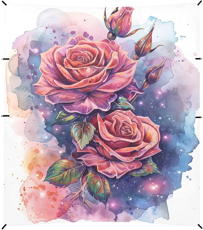 ALAZA Watercolor Rose Flowers Stylization Beach Tent Sun Shelter Portable Canopy Sunshade for Outdoor Camping Picnics Backyard Fun 10x9 ft