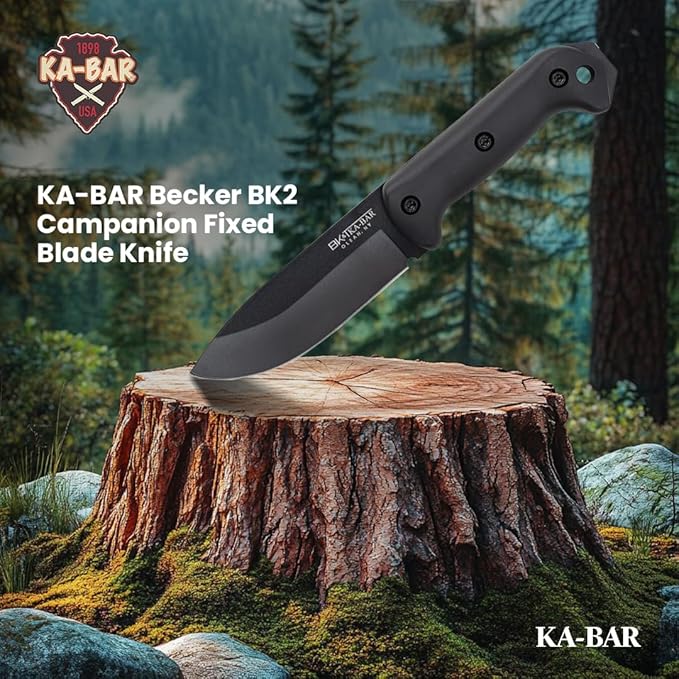 KA-BAR Becker BK2 Campanion Fixed Blade Knife Carbon Steel