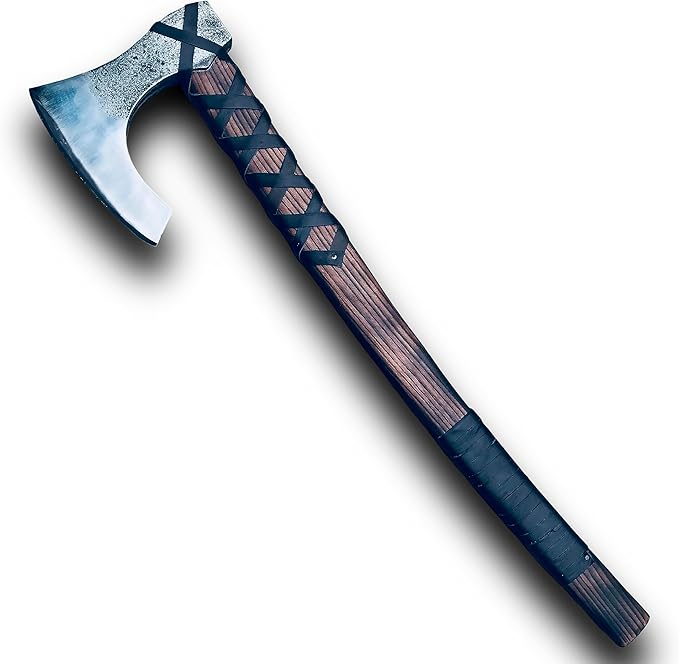 [Viking Tools] 30”Two Handed Large Berserker Axe Large Norse AxeScandinavian Style Viking Axe Double Headed ax Functional Viking Battle ax History of Viking and Norse Mythology(Large Norse Axe)