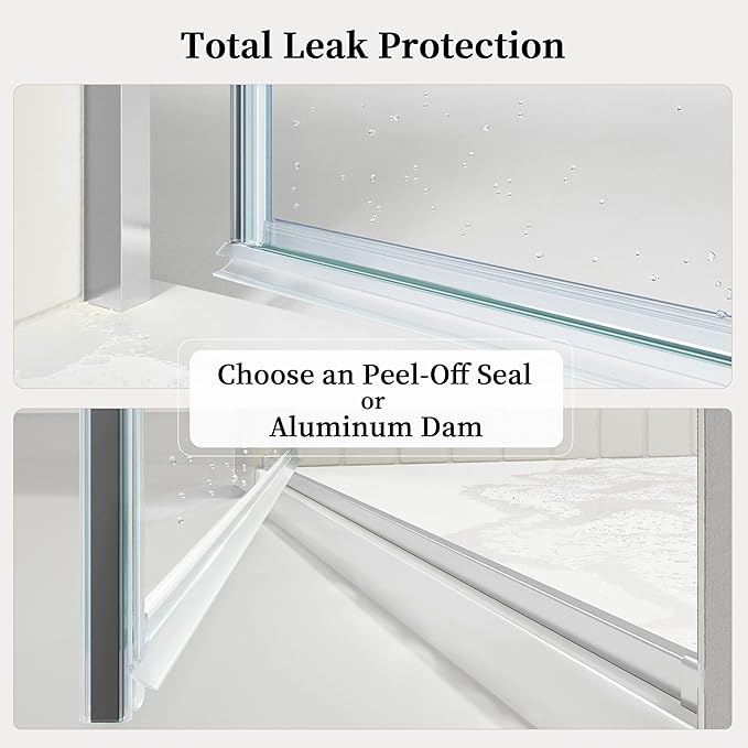 33.6-33.8 x 72 Frameless Hinged Shower Door Single Swing Shower Panel with 5/16” (8mm) Tempered Glass 180° in &amp Out Opening 5mm Adjustable for Non-Vertical Walls (Brushed Nickel 33.8 x 72)