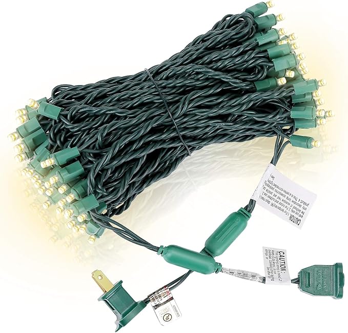 100 Counts Warm White LED Christmas Lights – 50ft 5mm White Christmas Lights Outdoor Commercial Grade Waterproof Indoor Christmas Tree Decorations Green Wire Mini String Lights UL IP:65
