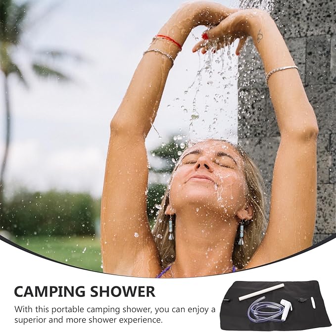 Portable Camping Shower Bag with Foldable PVC Waterproof Tent Shower Outdoor Showering Kit for Hiking and Travel
