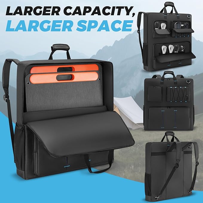 Solar Panel Storage Bag Compatible with Jackery SolarSaga 100W 200W/Anker 100W 200W/Ecoflow 160W 220W/Bluetti 100W 200W Travel Carrying Case for 2 Battery Panels Solar Panel Bag with Multiple Pocket
