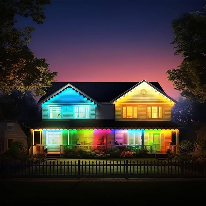Permanent Outdoor Lights Pro 300ft RGB-IC LED Eaves Lights IP67 Waterproof with Smart App&ampRemote Controlfor ChristmasParty Daily Halloween and All Holiday Decor