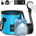 WADEO Portable Shower for Camping Outdoor Electric Shower Rechargeable Pump with 20L Collapsible Bucket Camping Shower Light for Camping Hiking Traveling Washing