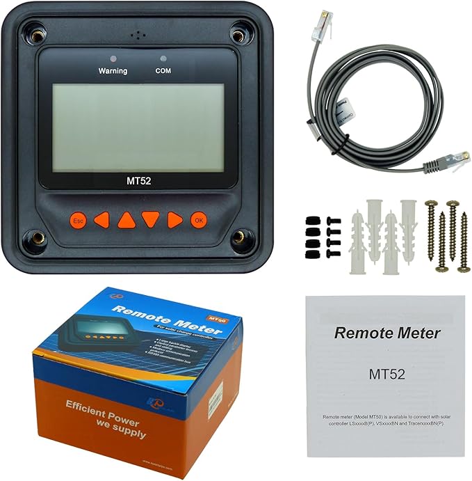MT-52 Remote Meter Only Suitable for EPEVER Brand Tracer-an/BN Series and Triron-N Xtra LS-B VS-BN eTracer iTracer Monitor and Set Parameter of Solar Charge Controller