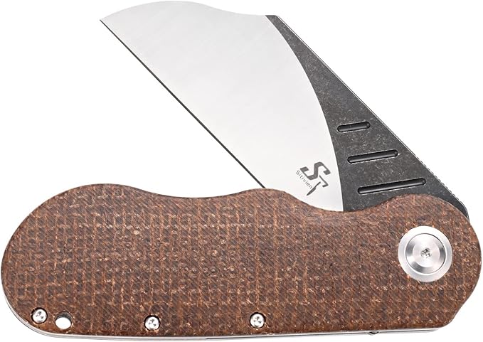Sitivien ST138 Folding KnifeSandvik 14C28N Stainless SteelMicarta Handle EDC Knife for Outdoor CampingHikingFishing(Brown)