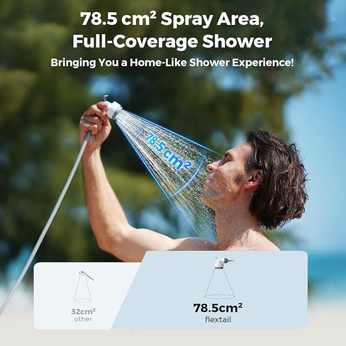 FLEXTAILGEAR Tiny Shower Portable Shower for Camping Rechargeable Camping Outdoor Shower Portable Shower Pump for Hiking Waterproof Outdoor Camp Pump Car wash Pet Cleaning Beach Vacations
