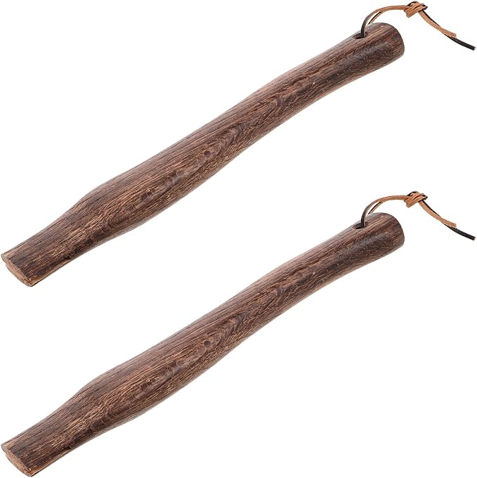 GALPADA 2pcs Wooden Hatchet Handle Replacement for Camp Axe Repair 33cm Solid Wood Grip with Anti-Slip Leather Cord Wrap Sturdy Firewood Splitting Tool Accessory