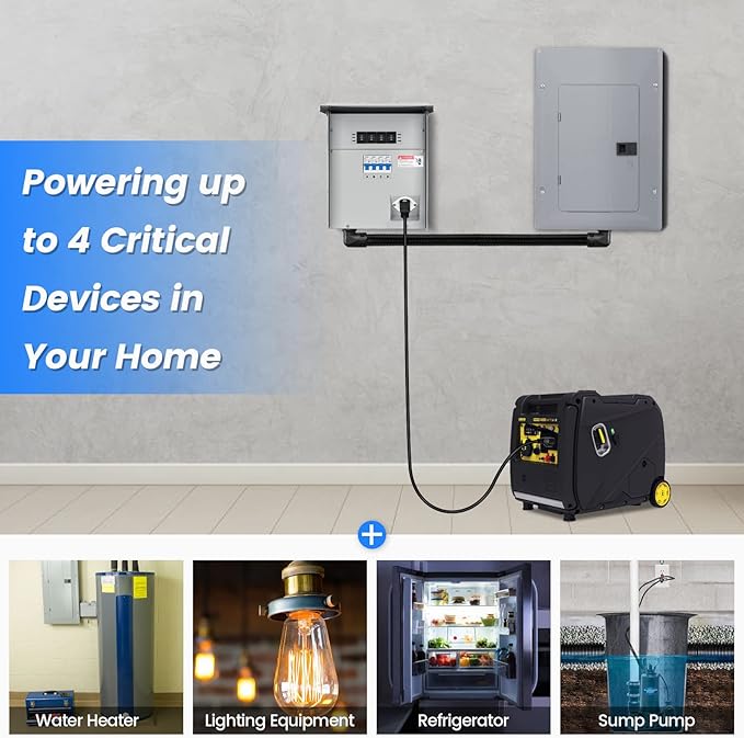 briidea Home Integration Generator Transfer Switch Kit 15 Amp 120V 4-Circuit Indoor/Outdoor Generator Transfer Switches with IP 67 Waterproof Prewired All Ready for a Next Power Outage