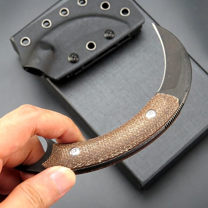 C16901 Fixed Blade Knives D2 Steel Micarta Handle Outdoor Survival Claw KnifeCamping EDC Tools Kydex Sheaths(Brown)