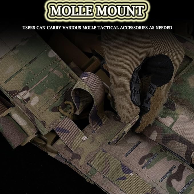 Laser-Cut Adjustable MOLLE Panel Tactical Chest Bag with Quick-Release System Detachable Recon Utility Kit