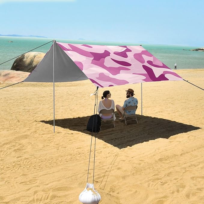 Lavender Purple Stable Beach Tent UPF50+ Easy Setup Sun Shelter with Carrying Bag for Backyard and Camping