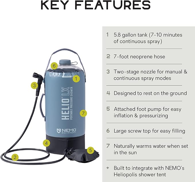 NEMO Equipment Helio Portable Pressure Camp Shower