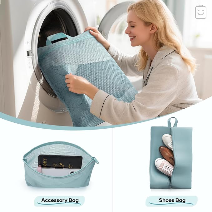 Veken 9/11 Set Compression Packing Cubes for Travel EssentialsCompressible Expandable Large Luggage Suitcase Organizer Bags for ClothingDurable Space Saver Storage Bags with Toiletry Bags(Blue Gray)