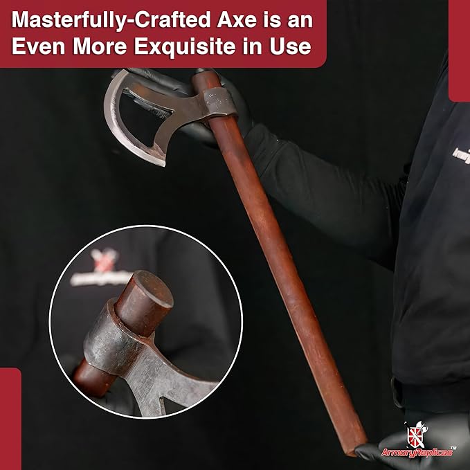 Armory Replicas™ Viking Battle Axe with Carbon Steel Blade Weathered Finish &amp Sheesham Heart Wood Handle - 24 Inches