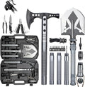 ZENHOSIT Multifunctional Folding Tactical Shovel Hatchet Combo - With Axe Flashlight Extension Handles - For Camping Cycling Hiking - 19.3-40.9 Inches