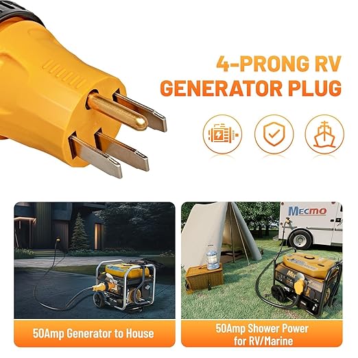 MECMO NEMA 14-50P to SS2-50R Twist Lock RV Generator Adapter 50 Amp 14-50P RV Generator Plug to Shore Power Adapter 125/250V for 50A Transfer Switch Power Inlet Box RV Camper Generator to House