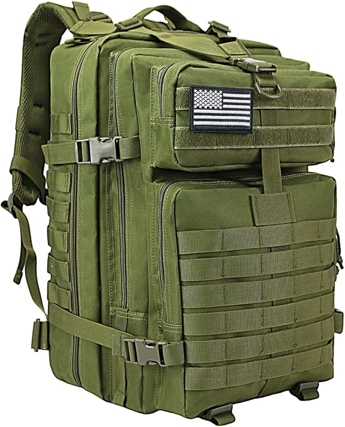 WOLT Military Tactical Backpack for Men 45L Molle Backpack 3 Day Assault Pack Bug Out Bag Heavy Duty Rucksack for Hiking Gym(Army Green)