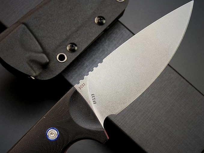 Eafengrow EF133 Fixed Blade Knife DC53 Steel Blade Micarta Handle Full Tang Compact Tough EDC Tool Knifes for Working Camping Hiking