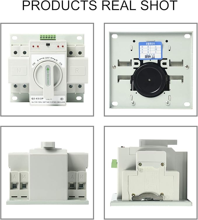 Automatic Transfer Switches 2P 63A 110V Dual Power Toggle Controller Change-Over Switch ATS for Emergency Generator Backup MCB type Generator Changeover Switch
