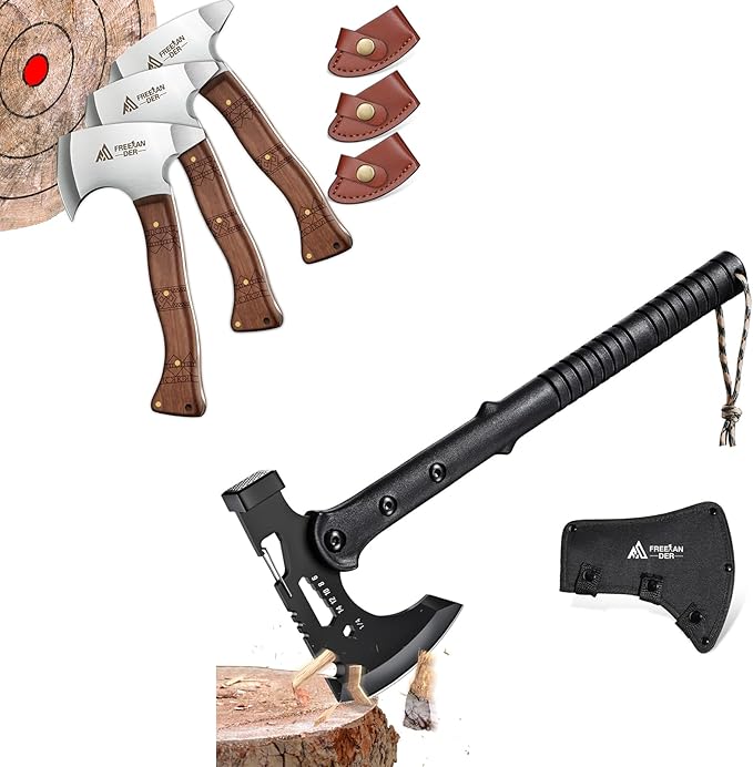 Freelander Camping Axe with Sheath and 8.3'' Throwing Axe Set