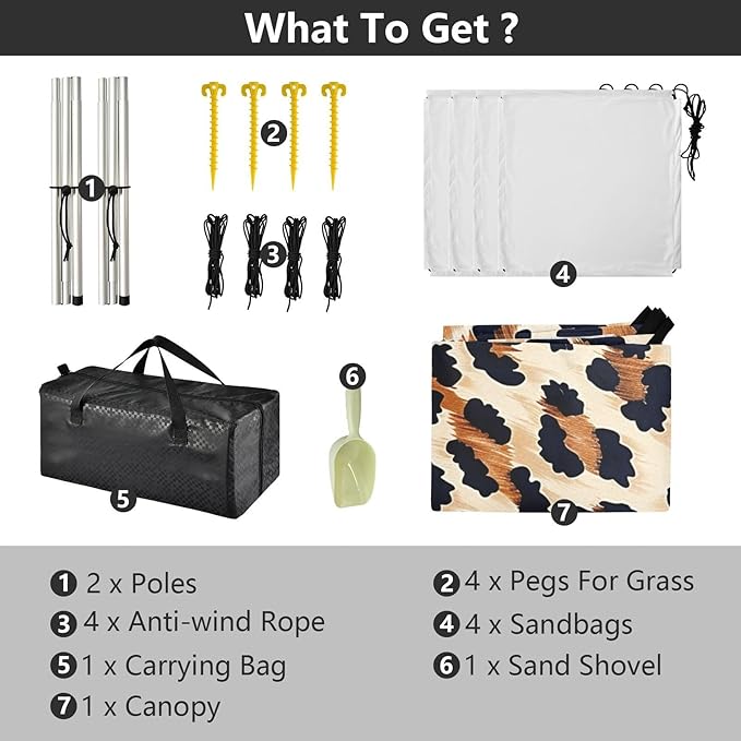 ALAZA Leopard Spot Design Pattern Beach Tent Sun Shelter Portable Canopy Sunshade for Outdoor Camping Picnics Backyard Fun 10x9 ft