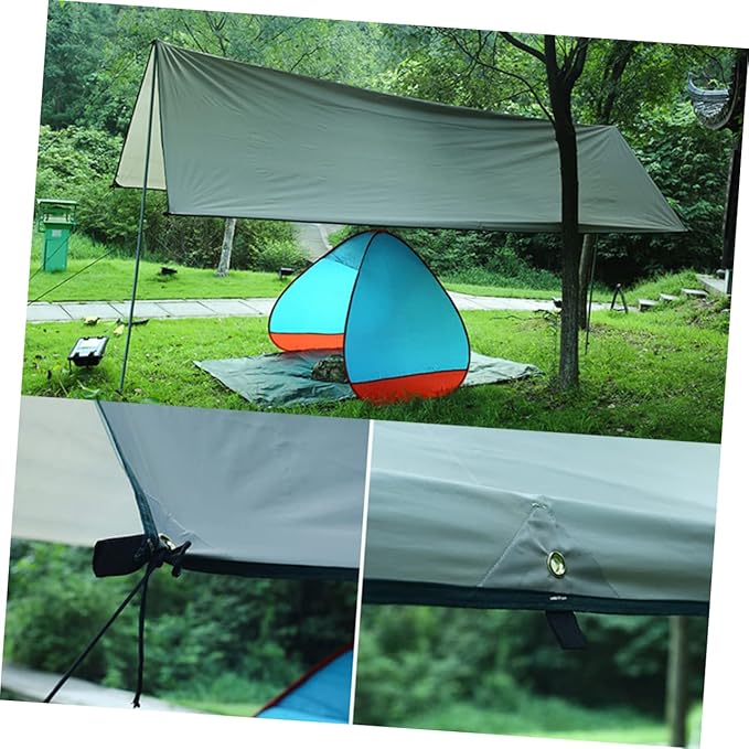 Sosoport 1set Outdoor Tarp Groundsheet Mat for Camping Sunshade Shelter and Beach Use Lightweight Windproof Versatile Canopy Shade Large Green