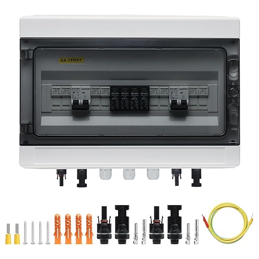 PV Solar Combiner Box50A 500V Junction Box IP65 Waterproof 4 String 4 in 2 Out PV Combiner Box for Solar Panel