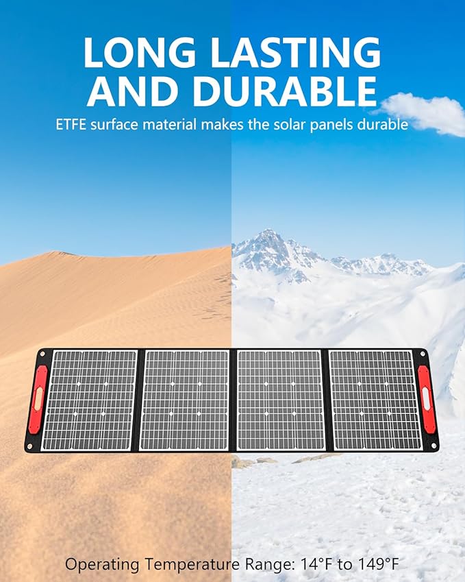 ELECAENTA 200W Portable Solar Panel for Jackery/EF Ecoflow/Bluetti/Anker Power Station 25% Conversion Ultra Lightweight Flexible &amp Foldable Solar Charger for Outdoors RVs Camping Off Grid
