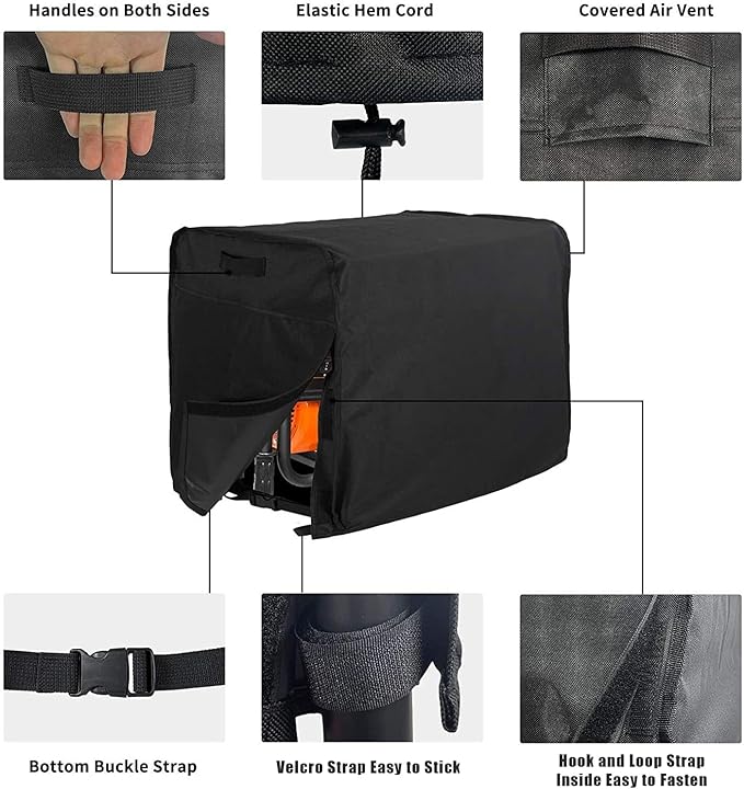 420D Heavy Duty Generator Cover for DeWalt DXGNR6500 8125W / 6500W Waterproof Portable Outdoor Generator Cover All Weather Protection with Windproof Buckle Straps