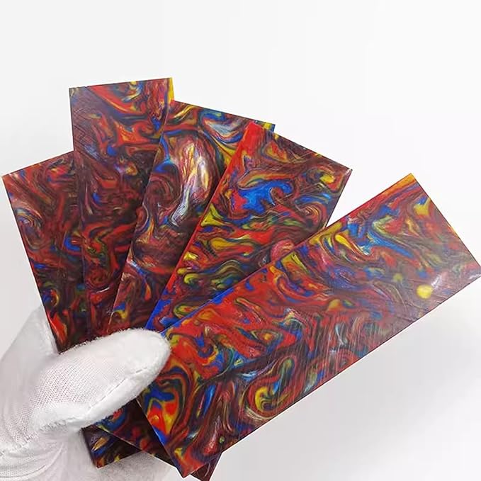 2-piece Set Of Knife Scales Blanks Red Yellow And Blue Mixed Color DIY Resin Handle Material(2pcs)