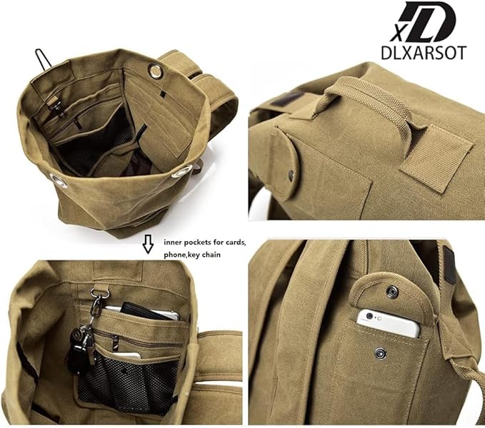 Military Tactical Backpack Large Capacity Travel Climbing Bag Duffel Bag Top Load Double Strap Canvas Backpack