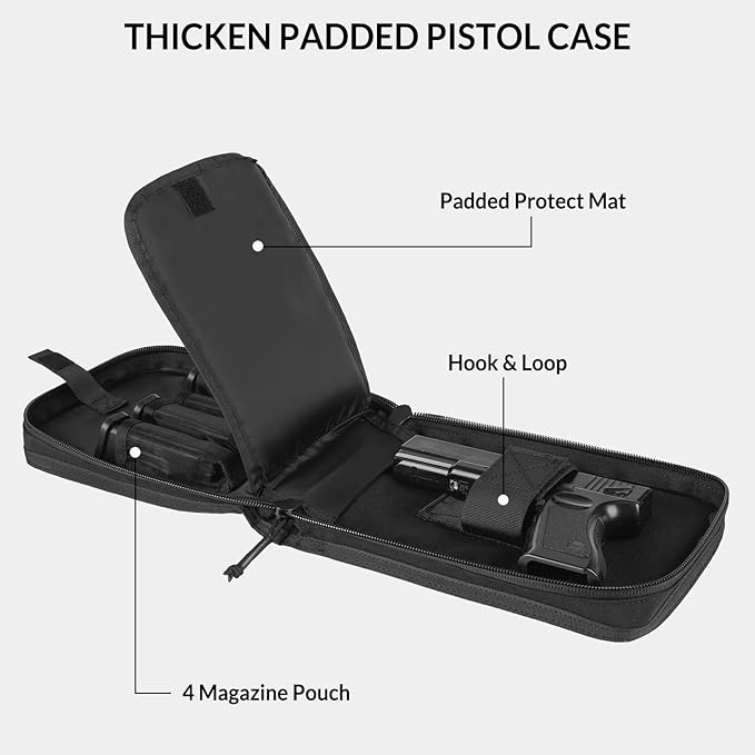 VOTAGOO Tactical Range Backpack for Handguns and Ammo Gun Cases Bag with 3 Pistol Carrying Cases for Hunting Shooting (Black)