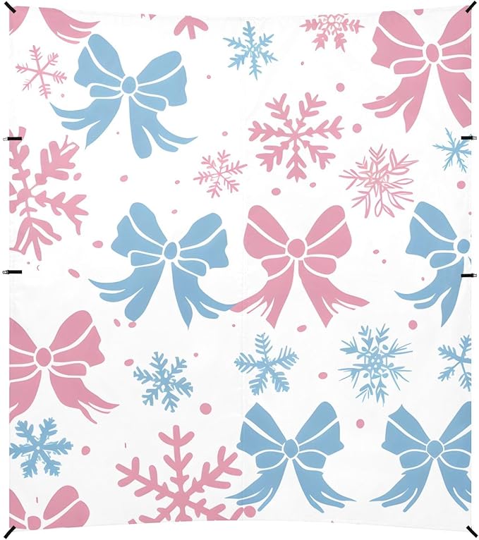 ALAZA Light Blue Bow Snowflakes Pattern Beach Tent Sun Shelter Portable Canopy Sunshade for Outdoor Camping Picnics Backyard Fun 10x9 ft