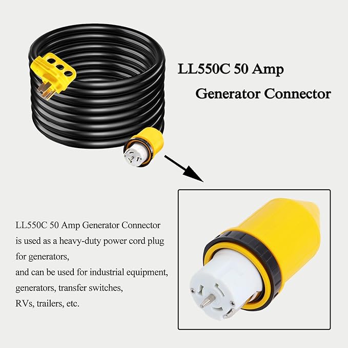 50 AMP Twist Lock Plug Female with Protective Cover LL550C 50 AMP Generator Connector CS6364 Generator Cord Cap 125 Volt//250 Volt Generator Plug