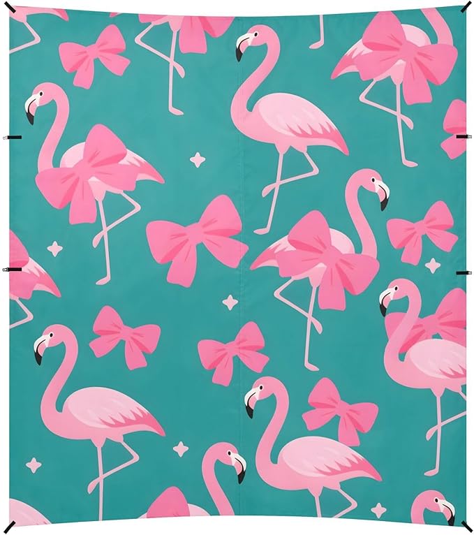 ALAZA Flamingo Bow Pattern Beach Tent Sun Shelter Portable Canopy Sunshade for Outdoor Camping Picnics Backyard Fun 10x9 ft