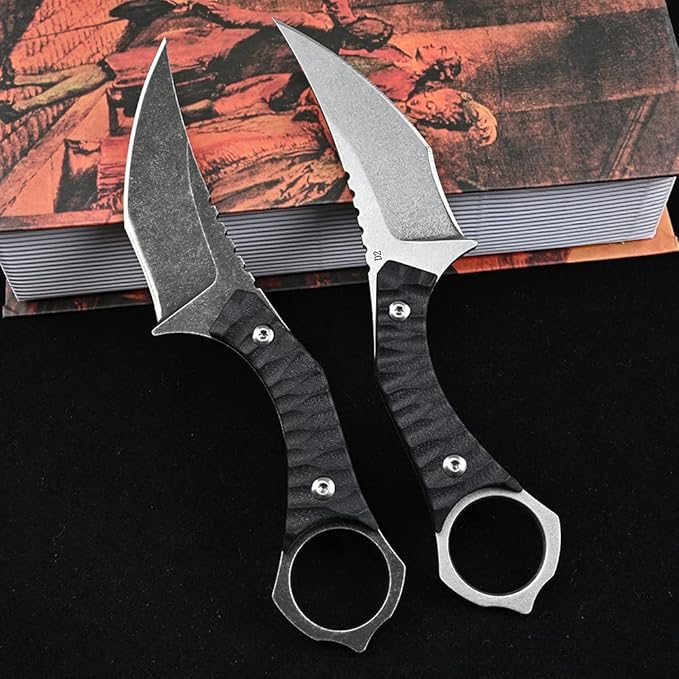 Ccanku C1152 Fixed Blade Knife D2 Blade G10 Handle EDC Tool Knife for Outdoor Camping Hiking(Silver)