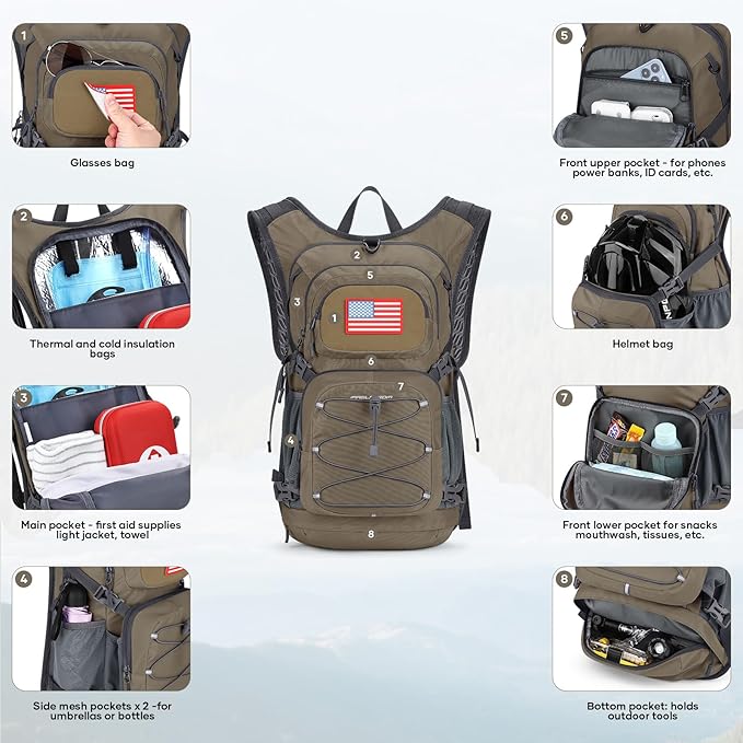 Maelstrom Hydration Hiking Backpack with 2L/3L Water Bladder High Flow Bite Valve Water Backpack Men Women Lightweight Insulation for Hiking Cycling Running Climbing Camping