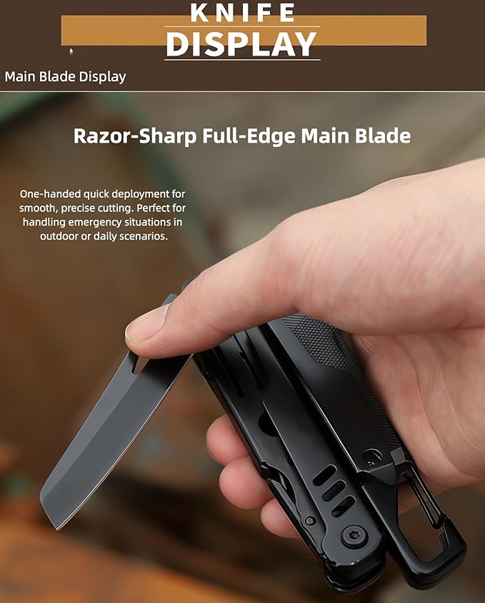 Multi Tool 14-in-1 Full-Size Lightweight EDC Multi-Purpose Pliers Household Screwdriver Camping Outdoor Gear Nylon Bag Tools Gifts for Guys Gifts for Hunters Men who have Everything (Black)