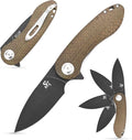 Sitivien ST139 Sandvik 14C28N Steel Blade Folding Knife Micarta Handle EDC Tool Knives for Outdoor Camping Hiking Hunting Survival(Green)