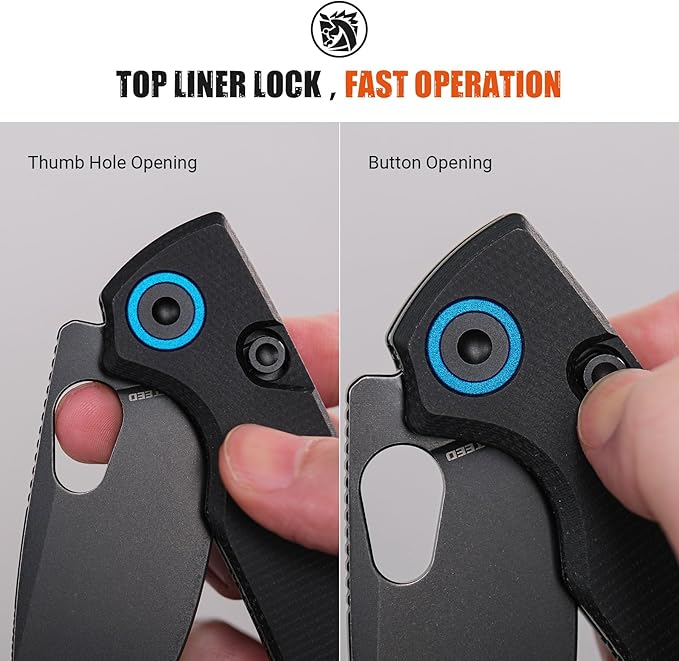Vosteed Porcupine EDC Folding Knife 2.99’’ 14C28N Steel Big Belly Blade Top Liner Lock Micarta Handle - Lightweight Pocket knives for Men &amp Women Camping Hiking - A2601