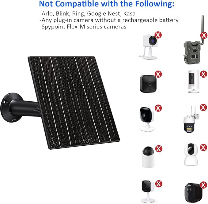 Zivif 10W Solar Panel for 5V/12V Security Camera &amp Trail Cameras Solar Charger with DC 5.5×2.1mm 4.0×1.7mm &amp 3.5×1.35mm &amp USB-C Connecter with 10400mAh Battery 360° Mount 9.8ft Cable