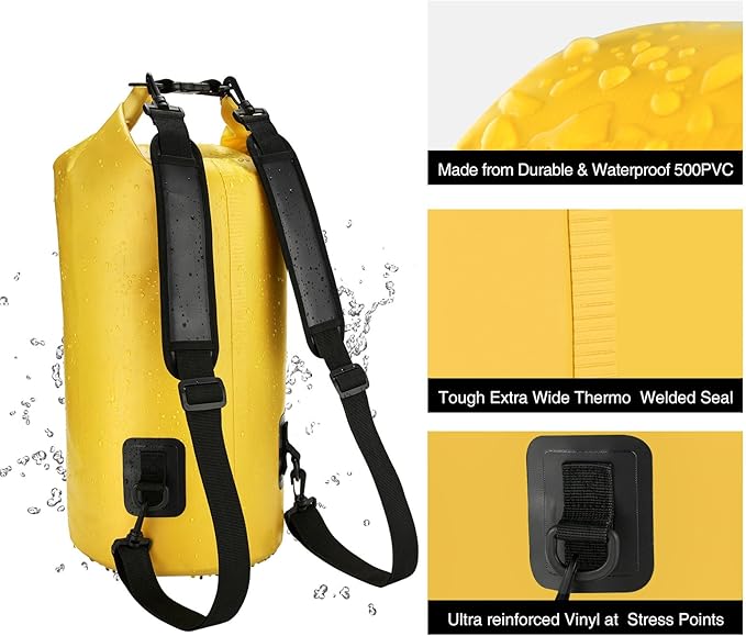 Piscifun Dry Bag Waterproof Floating Backpack 10L/20L/30L/40L with Waterproof Phone Case for Boating Kayaking Fishing