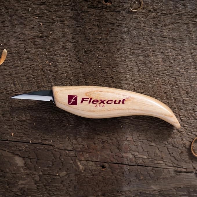 FLEXCUT KN13 Detail Knife – 1.50″ High-Carbon Steel Blade Very Fine Point Ash Wood Handle 0.15 lb Made in USA