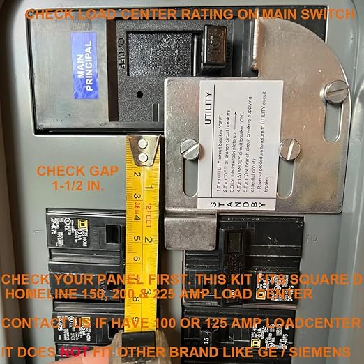 30 Amp Generator to House Hook-up Kit for Square D Homeline 150/200/225 Amp Load Center Including Generator CordPower Inlet BoxPanel Interlock Kit and Circuit Breaker (25 Ft Gen Cord)